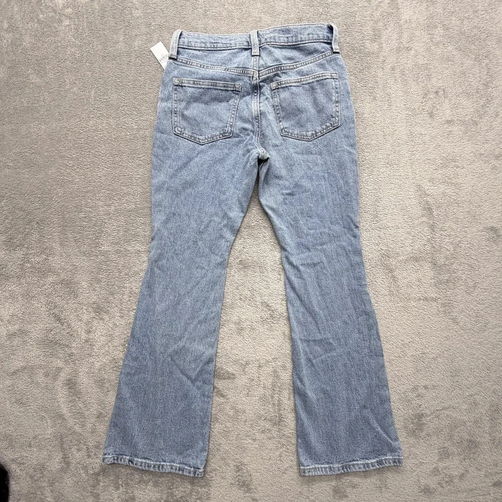 Old Navy Jeans Girls 14 Blue Flared High-Rise Adjustable Waist Embroidered